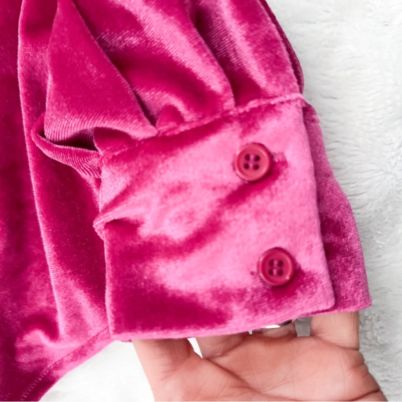 NWT- FATE Relaxed Velvet Button Down Long Sleeve Top - Picture 3 of 7